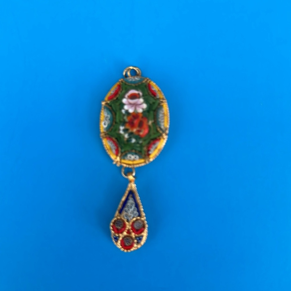 Micro mosaic pendant made in Italy,multicolored motif